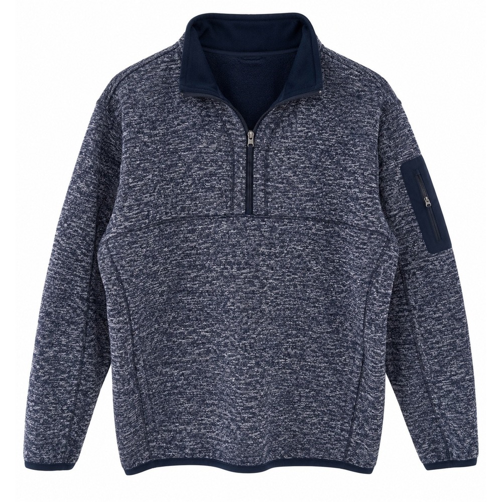 Antigua Men's Navy Marled Sweater Fleece 1/4 Zip Pullover Utility Pocket